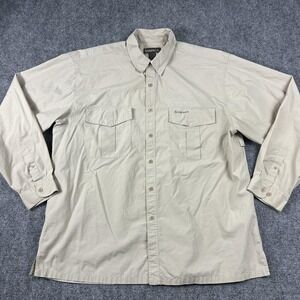 Simms Shirt Mens‎ 2XL Beige Long Sleeve Button Front Vented Fishing Outdoor